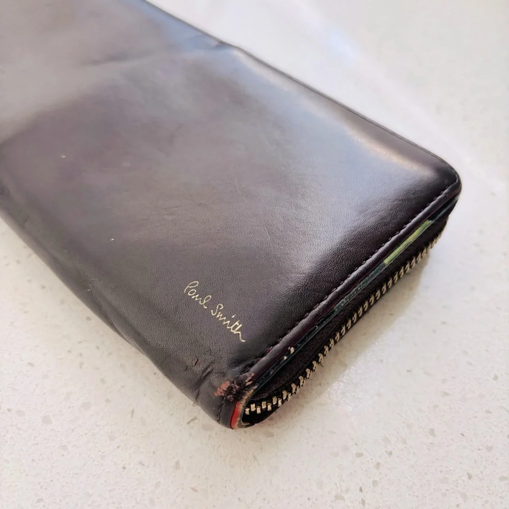 Paul Smith Authentic Leather long wallet‎ artist stripe wine red Men’s